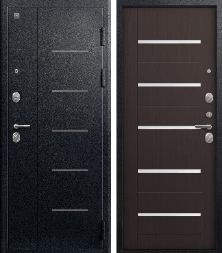 Входная дверь для квартиры В-05 Черный муар + Лиственница темная (960х2050, прав.)
