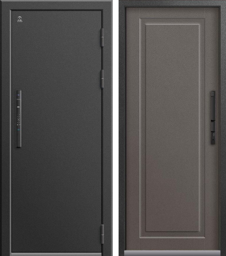 Входная дверь для квартиры C-201 Пепельный муар + Маккиато (960х2050, прав.)