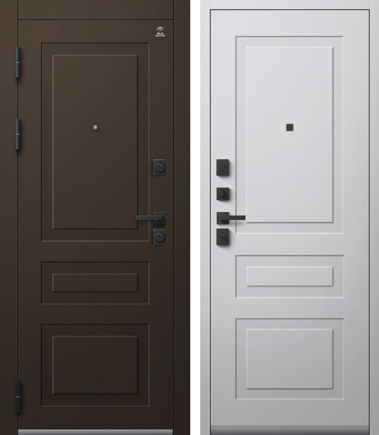 Входная дверь для квартиры C-115 (2026) Черный муар + Корунд шоколад + Кашемир белый (860х2050, лев.)
