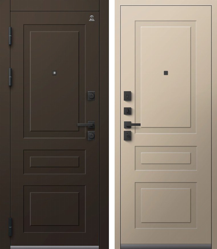 Входная дверь C-115 (2026) Черный муар + Корунд шоколад + Кашемир латте