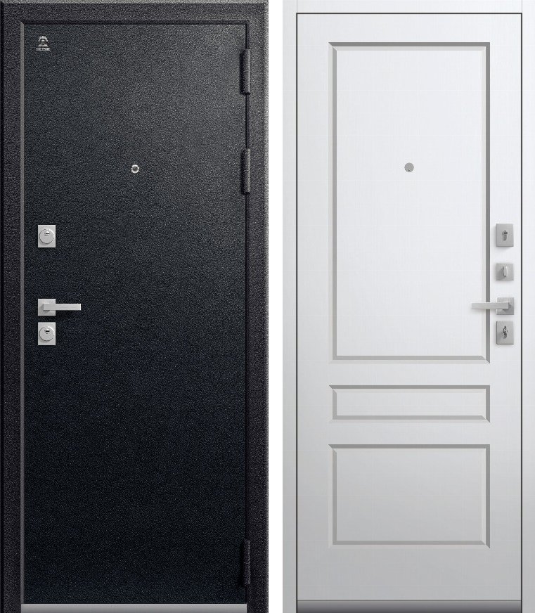 Входная дверь для квартиры C-101 (2026) Черный муар + Кашемир белый (860х2050, прав.)