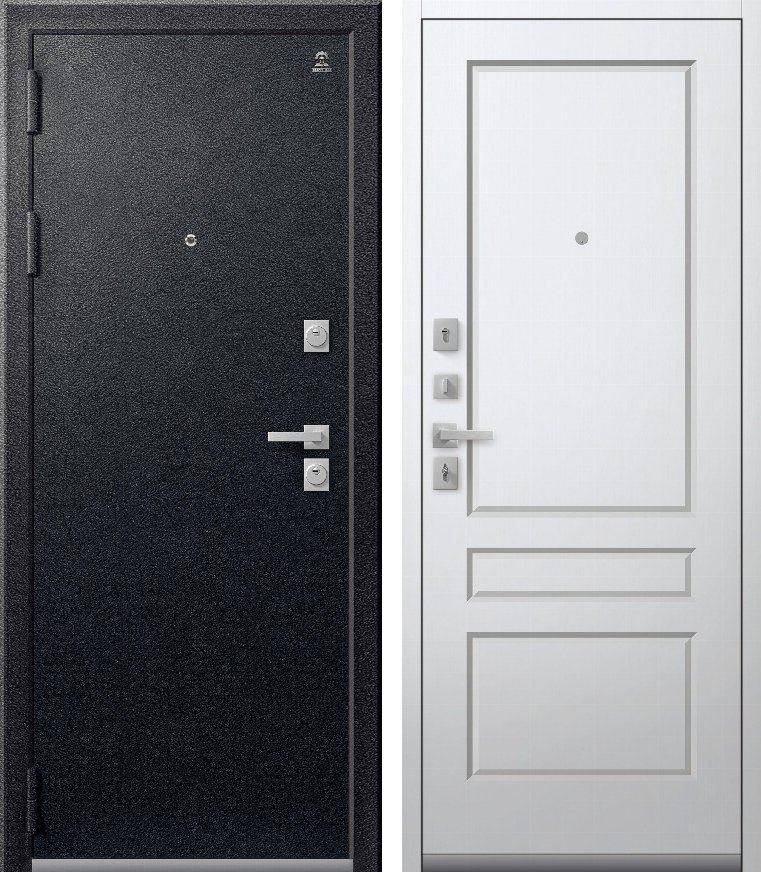Входная дверь для квартиры C-101 (2026) Черный муар + Кашемир белый (960х2050, лев.)