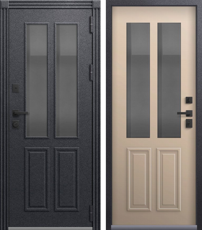 Входная дверь для дома Термо Премиум 1 (2026) Антрацит муар + Ясень латте (860х2050, прав.)