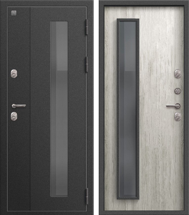 Входная дверь для дома Термо-800 Пепельный муар + Дуб полярный (960х2050, прав.)