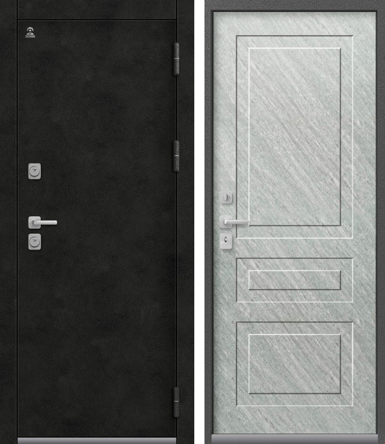Входная дверь для дома Термо-9 Антрацит муар+бетон темный + Эверест( матовый) (860х2050, прав.)