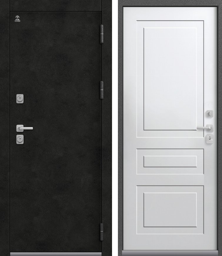 Входная дверь Термо-9 Антрацит муар+бетон темный + Кашемир белый