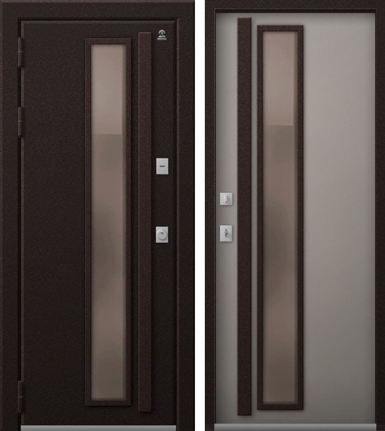 Входная дверь Термо-14 Шоколад муар + Кашемир грей
