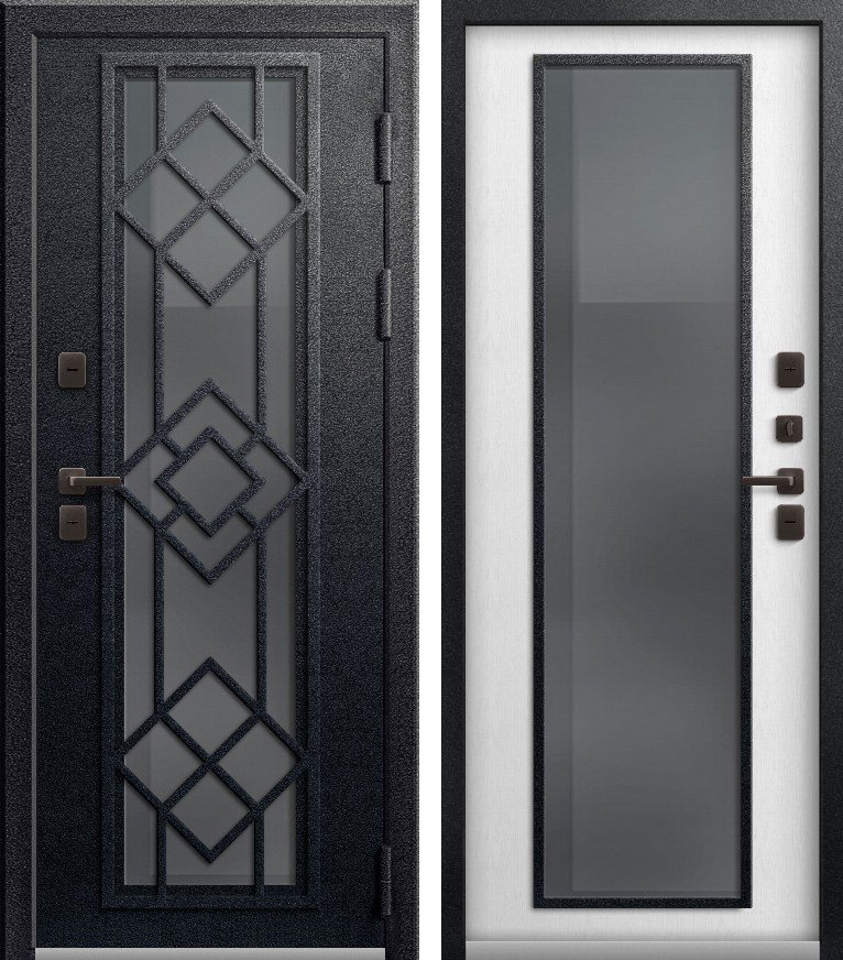 Входная дверь Термо-21 (2026) Черный муар + Софт ясень белый