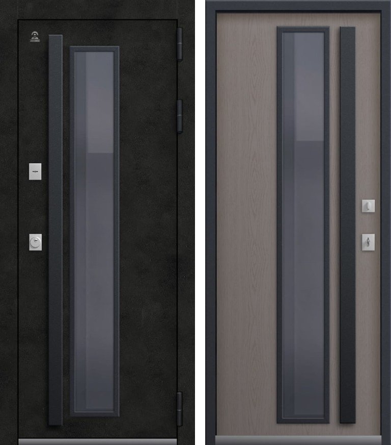 Входная дверь для дома Термо-15 Бетон темный + Софт ясень грей (960х2050, прав.)