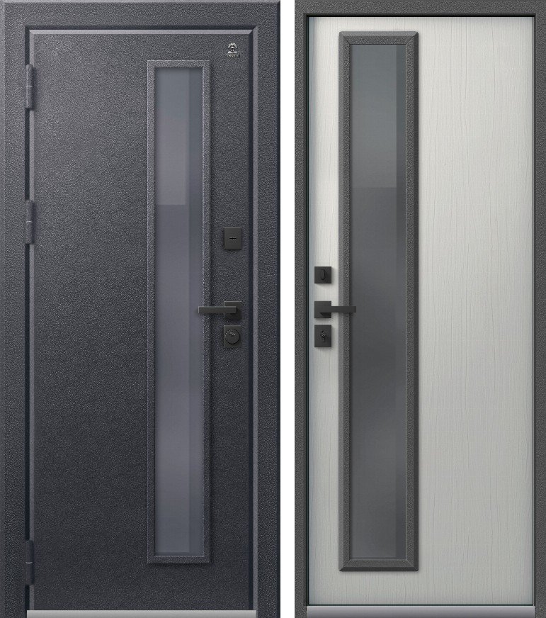 Входная дверь для дома Термо-10 (2026) Антрацит муар + Ясень скандинавский (860х2050, лев.)