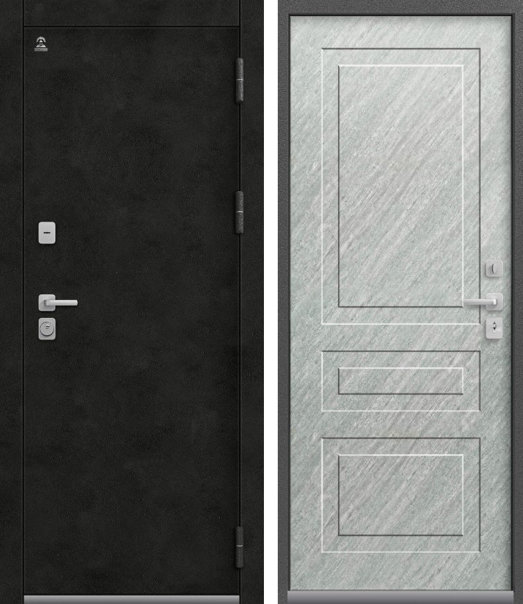 Входная дверь для дома Термо-9 Антрацит муар+бетон темный + Эверест( матовый) (960х2050, прав.)