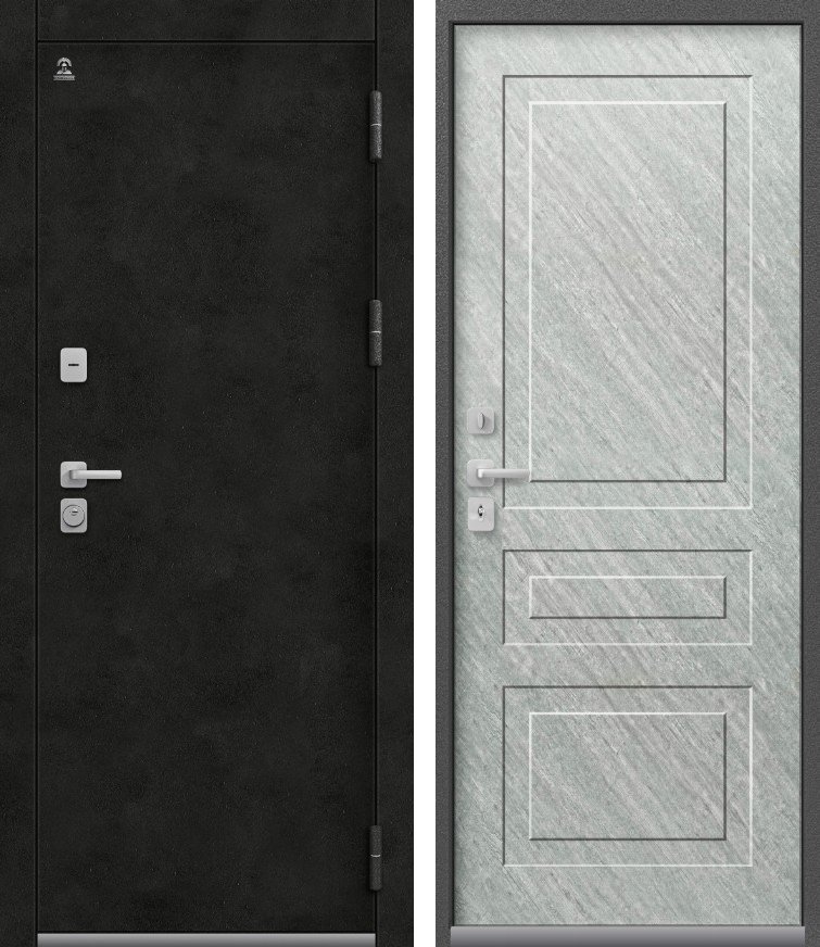Входная дверь для дома Термо-9 Антрацит муар+бетон темный + Эверест( матовый) (860х2050, прав.)