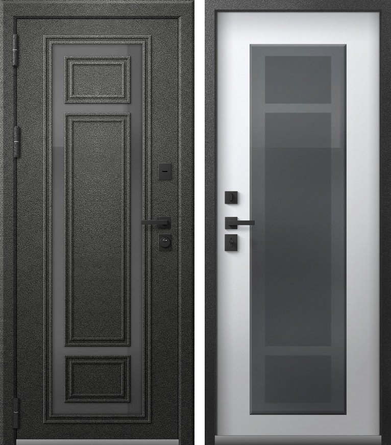 Входная дверь Термо Премиум 2 (2026) Графит муар + Кашемир белый