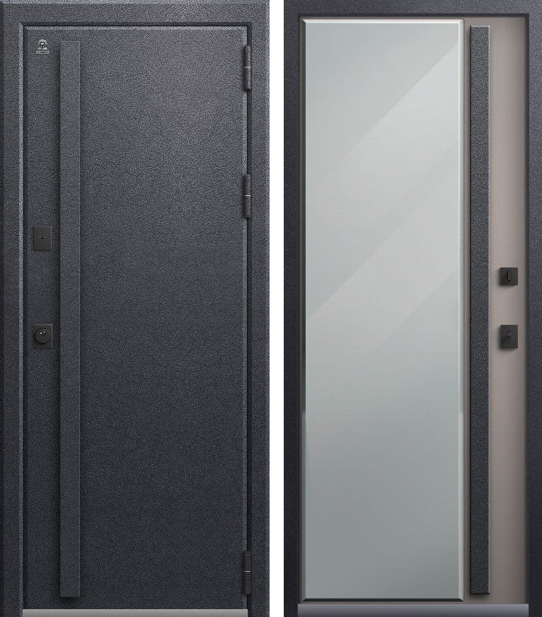 Входная дверь Термо-16/1 Антрацит муар + Кашемир грей