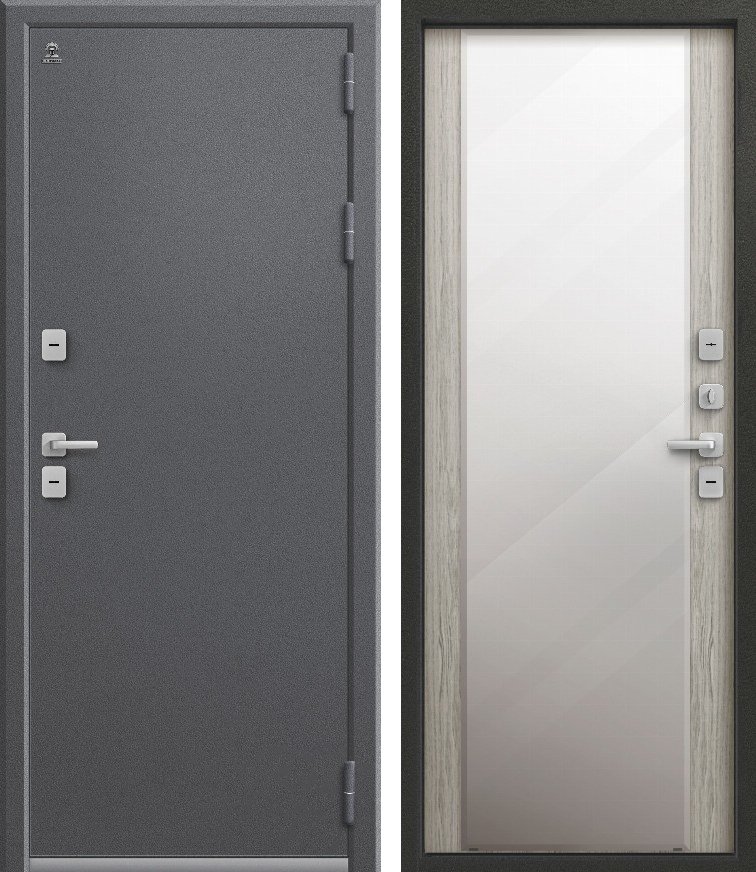 Входная дверь для дома Термо-6/1 (2026) Серый букле + Дуб полярный (860х2050, прав.)