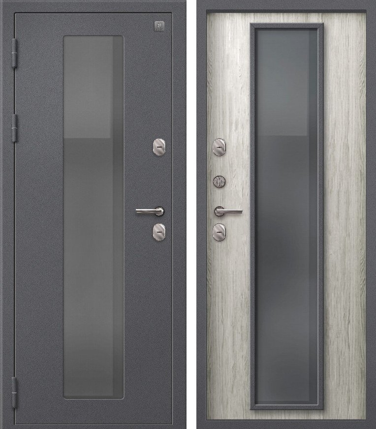 Входная дверь для дома Термо-1000 (2026) Серый букле + Полярный дуб (860х2050, лев.)