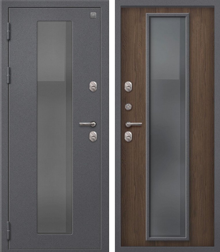 Входная дверь для дома Термо-1000 (2026) Серый букле + Миндаль (860х2050, лев.)
