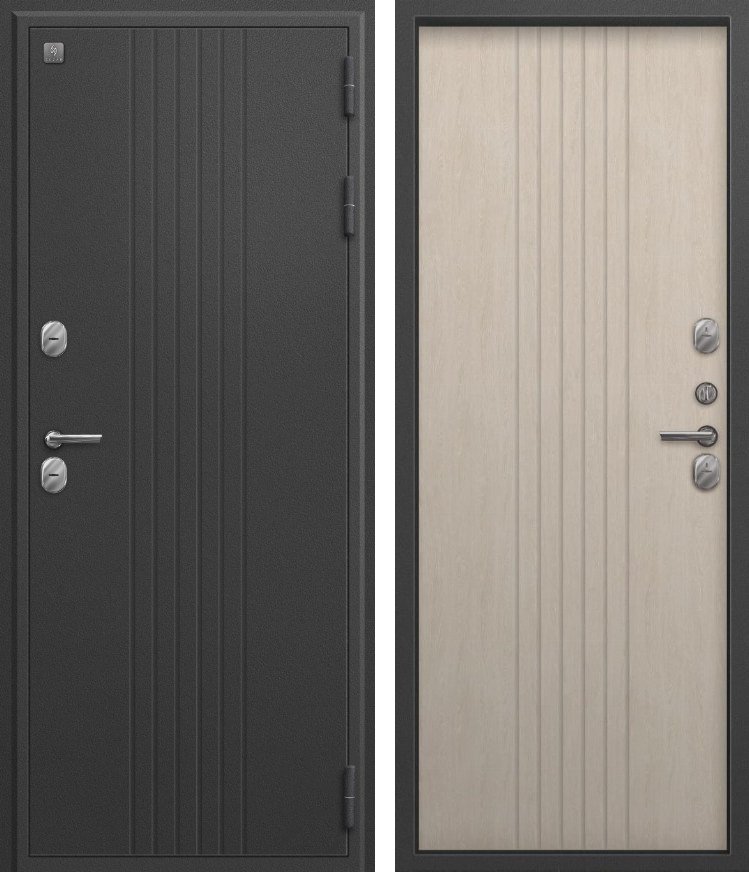 Входная дверь для дома Термо-90 Графит букле + Седой дуб (860х2050, прав.)
