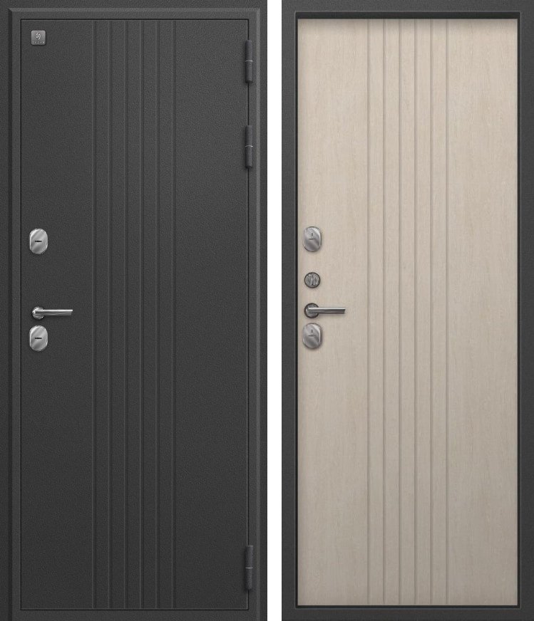 Входная дверь для дома Термо-90 Графит букле + Седой дуб (860х2050, лев.)
