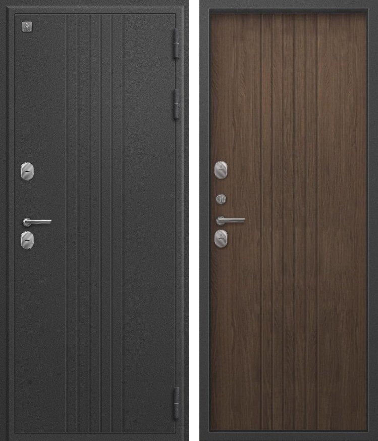Входная дверь Термо-90 Графит букле + Миндаль рифленый
