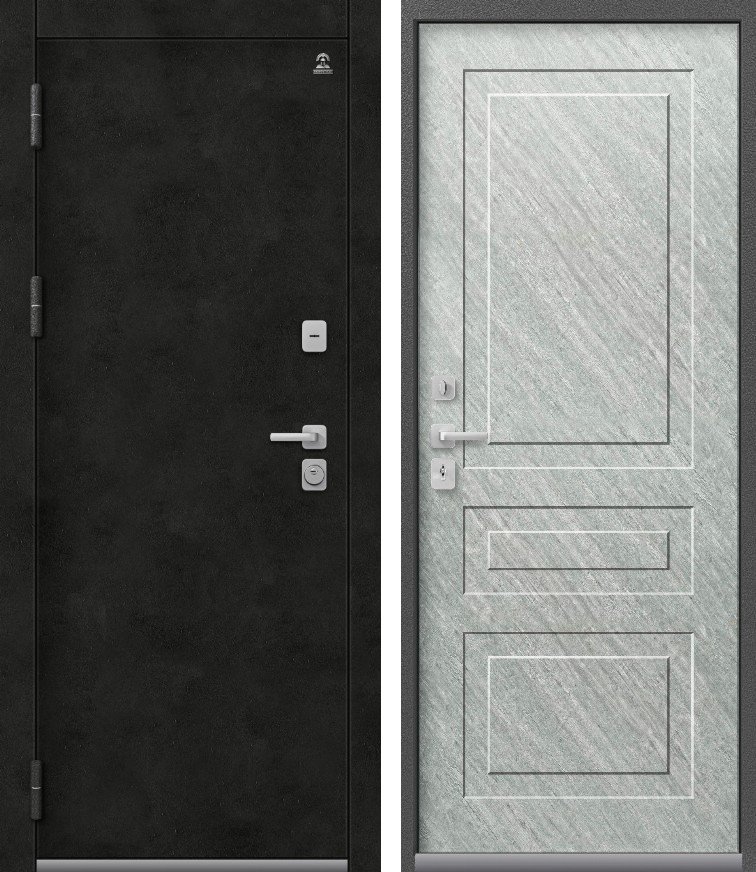 Входная дверь для дома Термо-9 Антрацит муар+бетон темный + Эверест( матовый) (960х2050, лев.)