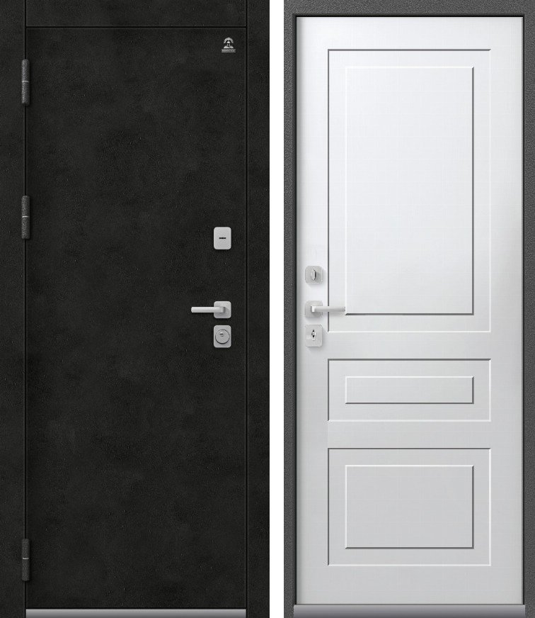 Входная дверь Термо-9 Антрацит муар+бетон темный + Кашемир белый
