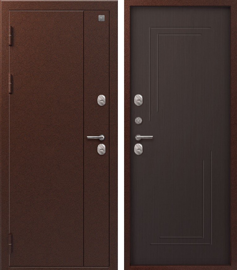 Входная дверь для дома Термо-100 (2026) Медь антик + Темная лиственница (960х2050, лев.)