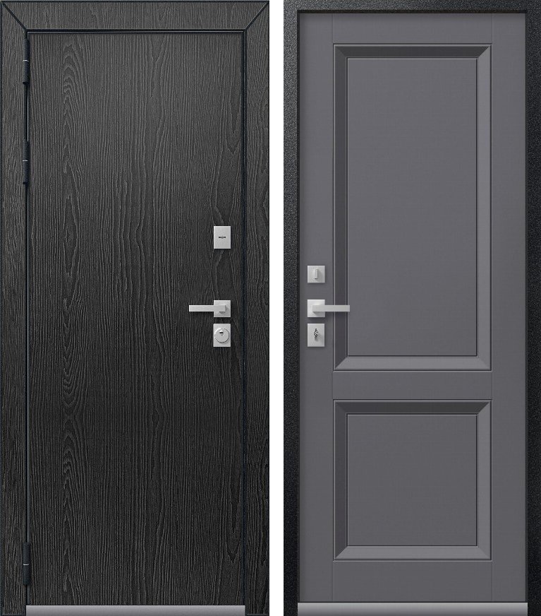 Входная дверь для дома Термо Премиум 3 Черный муар + распил графит + Кашемир графит (860х2050, лев.)