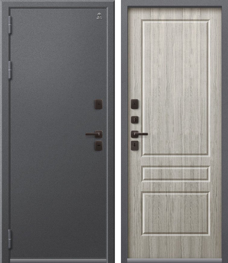 Входная дверь для дома Термо-6 (2026) Серый букле + Дуб полярный (960х2050, лев.)