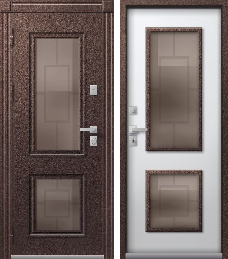 Входная дверь для дома Термо Премиум 1 Шоколадный муар + Кашемир белый (860х2050, лев.)