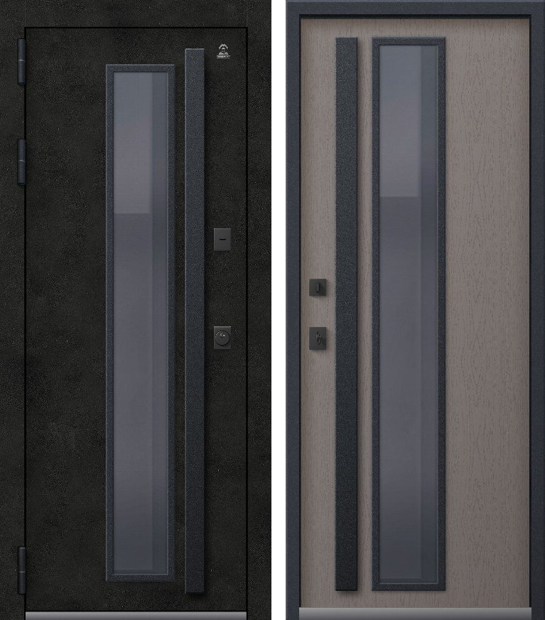Входная дверь для дома Термо-15 (2026) Антрацит муар + Бетон темный + Софт ясень грей (860х2050, лев.)