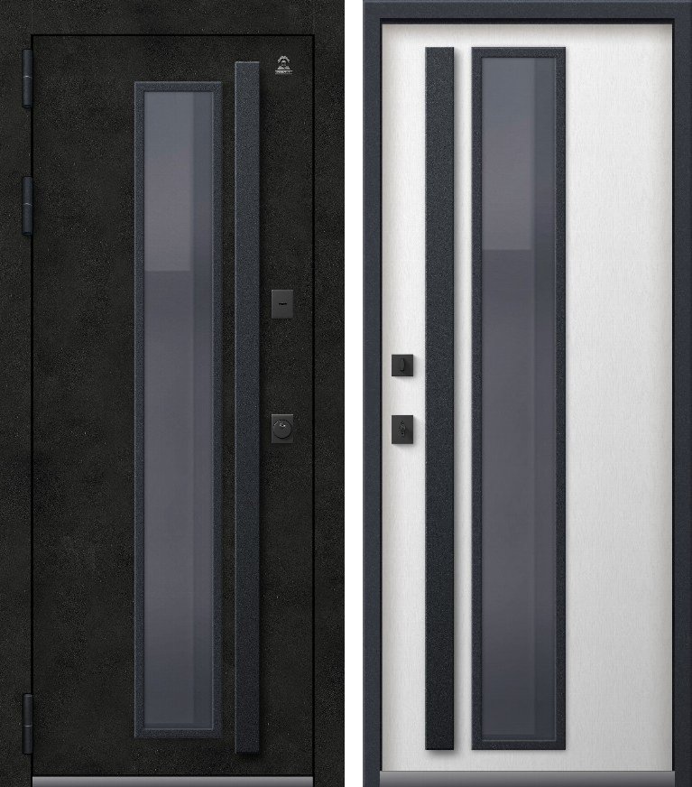 Входная дверь Термо-15 (2026) Антрацит муар + Бетон темный + Софт ясень белый