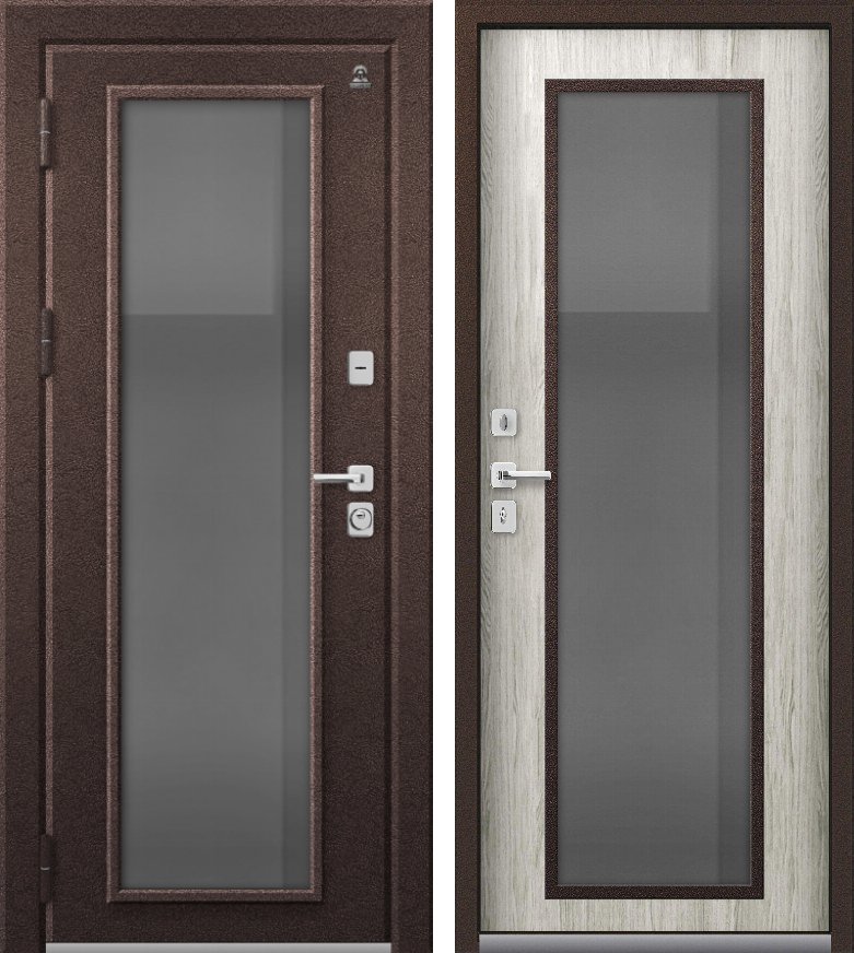 Входная дверь Термо-11 Шоколадный муар + Полярный дуб