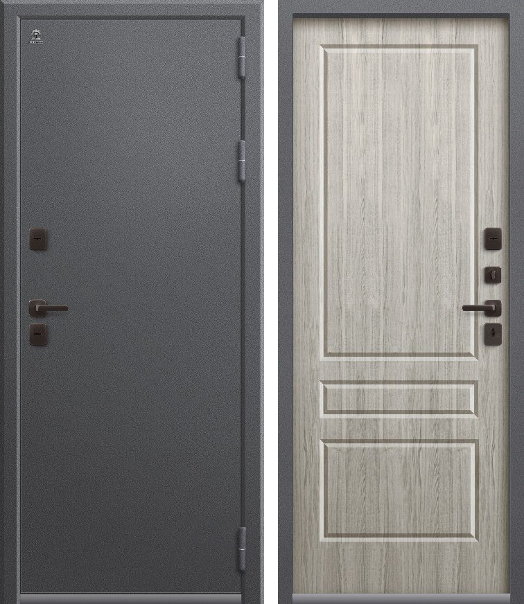 Входная дверь для дома Термо-6 (2026) Серый букле + Дуб полярный (960х2050, прав.)