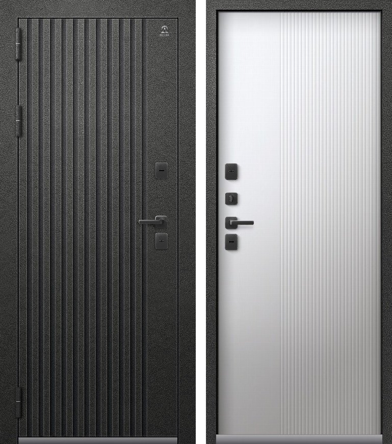 Входная дверь Термо-30 Графит муар + Кашемир белый