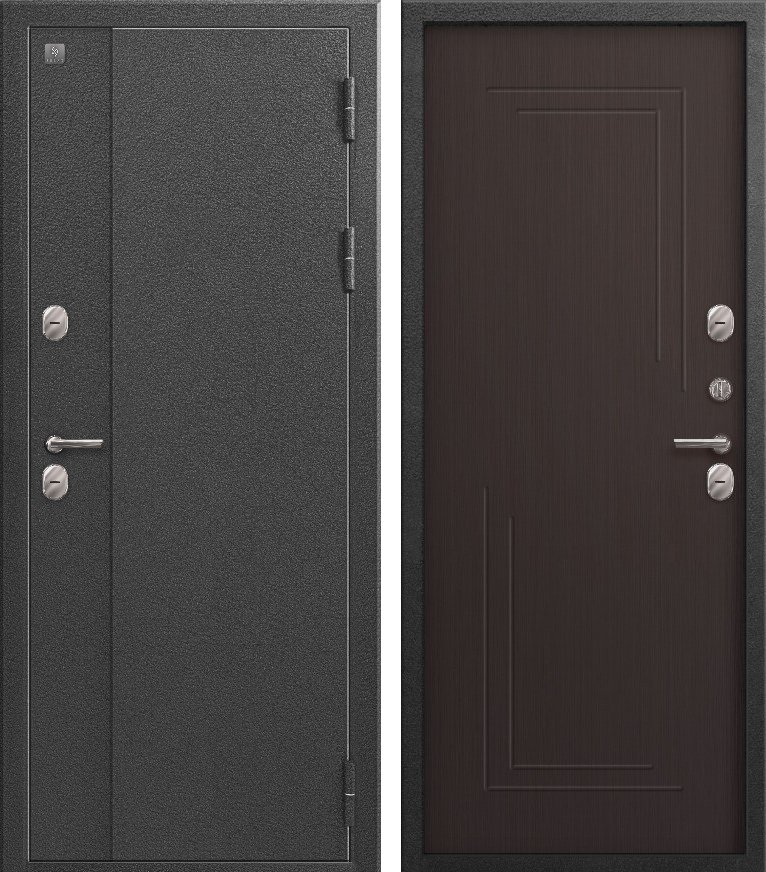 Входная дверь для дома Термо-100 (2026) Серебро антик + Темная лиственница (860х2050, прав.)