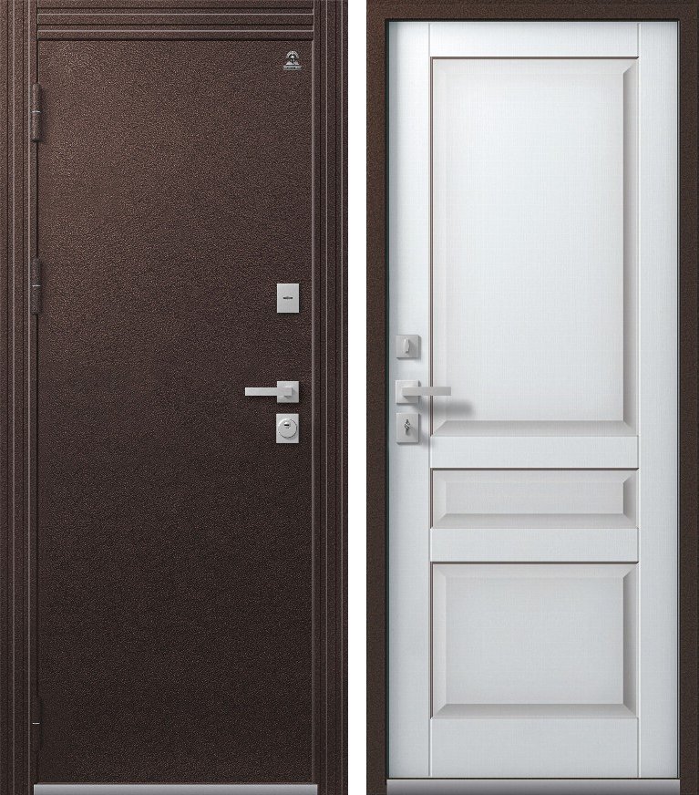 Входная дверь для дома Термо-2 (2026) Шоколад муар + Кашемир латте (860х2050, лев.)