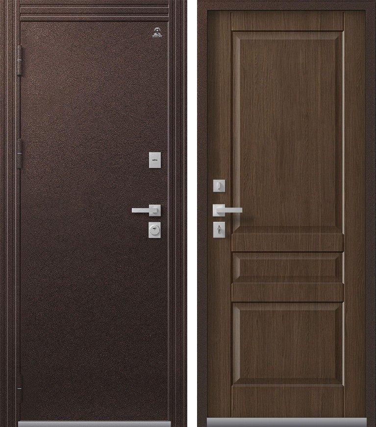 Входная дверь для дома Термо-2 Шоколадный муар + Дуб янтарный (860х2050, лев.)