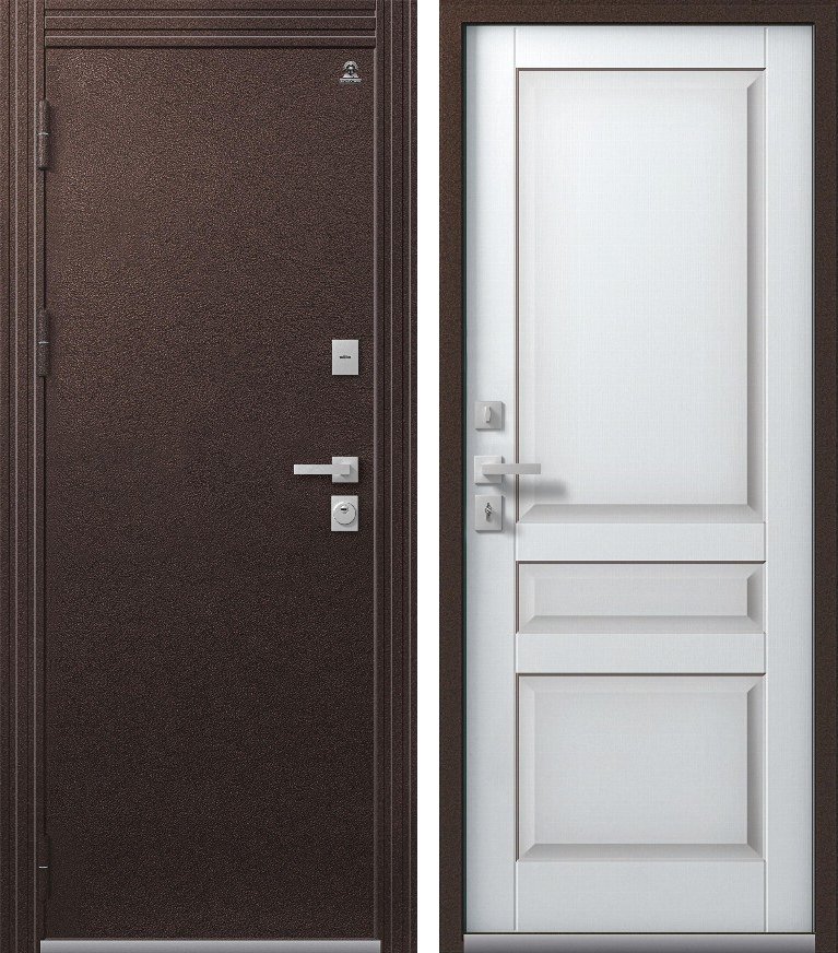 Входная дверь для дома Термо-2 Шоколадный муар + Кашемир белый (860х2050, лев.)