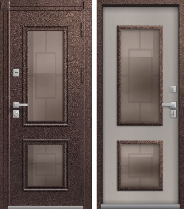 Входная дверь для дома Термо Премиум 1 Шоколадный муар + Кашемир грей (860х2050, прав.)