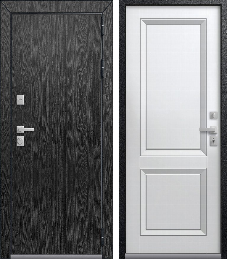 Входная дверь для дома Термо Премиум 3 Черный муар + распил графит + Кашемир белый (860х2050, прав.)
