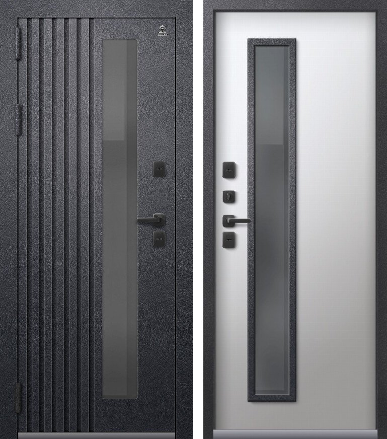 Входная дверь для дома Термо-31 Антрацит муар + Кашемир белый (860х2050, лев.)