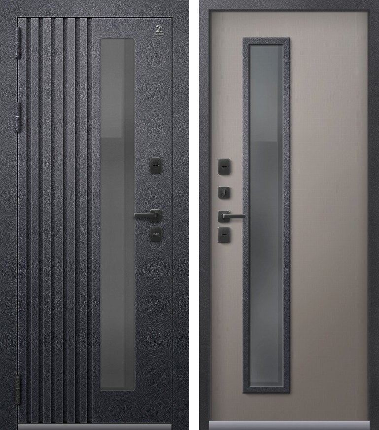 Входная дверь для дома Термо-31 Антрацит муар + Кашемир грей (860х2050, лев.)