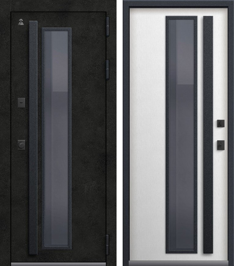 Входная дверь для дома Термо-15 (2026) Антрацит муар + Бетон темный + Софт ясень белый (860х2050, прав.)