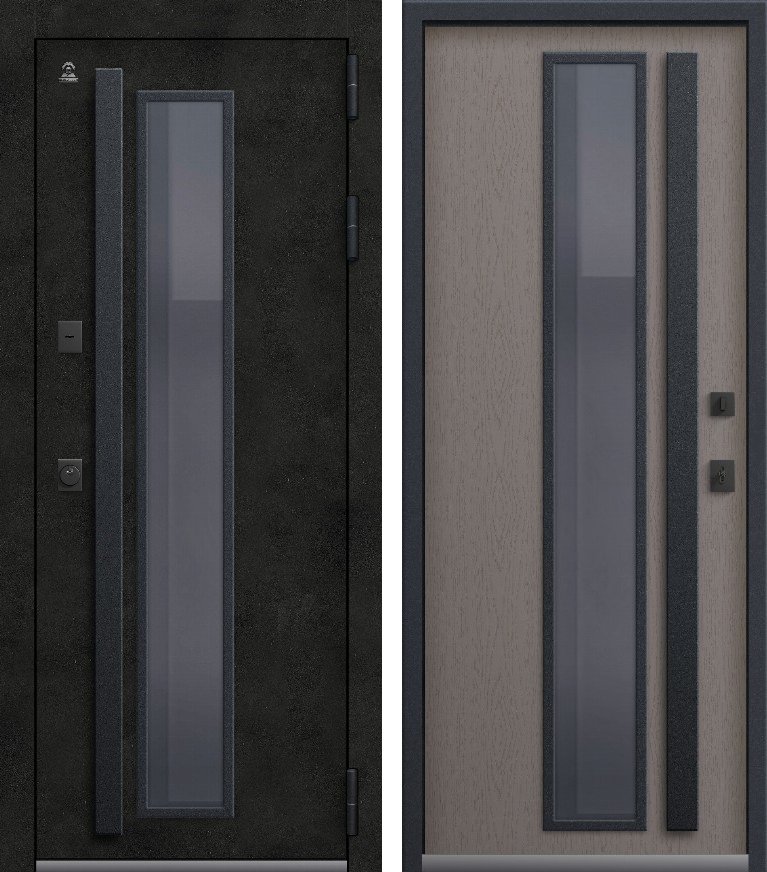 Входная дверь для дома Термо-15 (2026) Антрацит муар + Бетон темный + Софт ясень грей (860х2050, прав.)