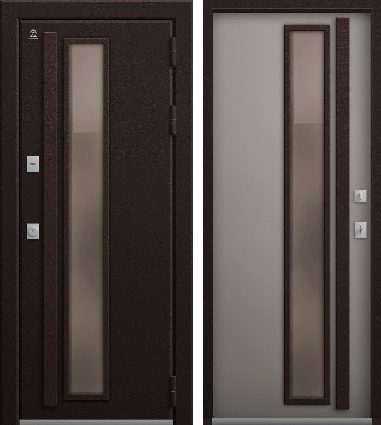 Входная дверь Термо-14 Шоколад муар + Кашемир грей