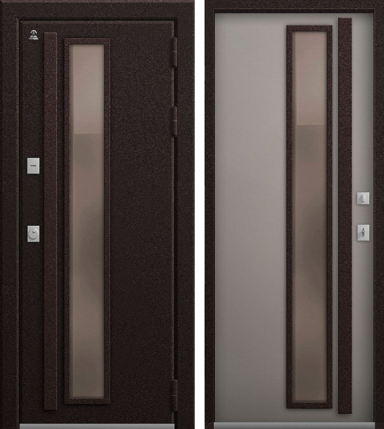 Входная дверь Термо-14 (2026) Шоколад муар + Кашемир грей