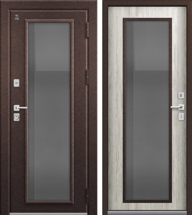 Входная дверь Термо-11 Шоколадный муар + Полярный дуб