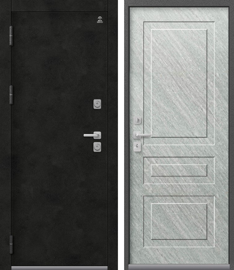 Входная дверь для дома Термо-9 Антрацит муар+бетон темный + Эверест( матовый) (960х2050, лев.)