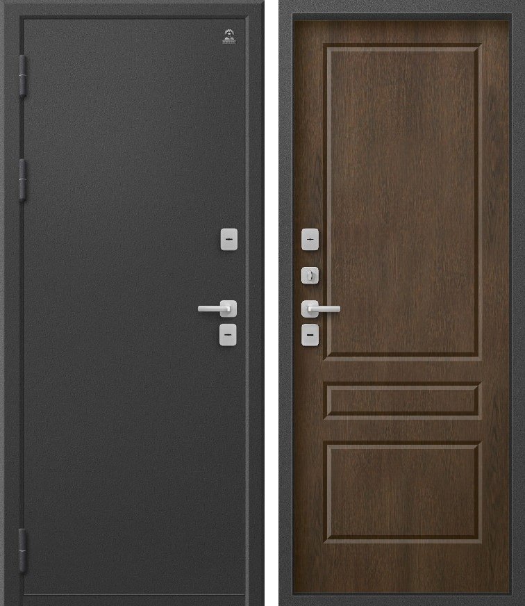 Входная дверь для дома Термо-6 Графит букле + Миндаль (860х2050, лев.)